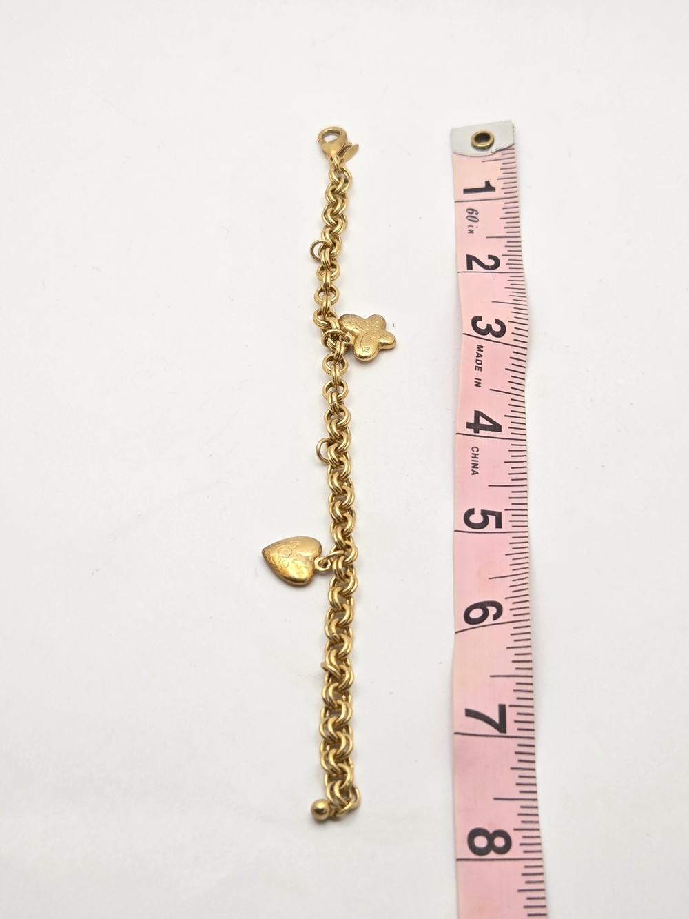 Vintage Avon Gold Tone Charm Bracelet Heart & Butterfly 7" - Picture 9 of 11